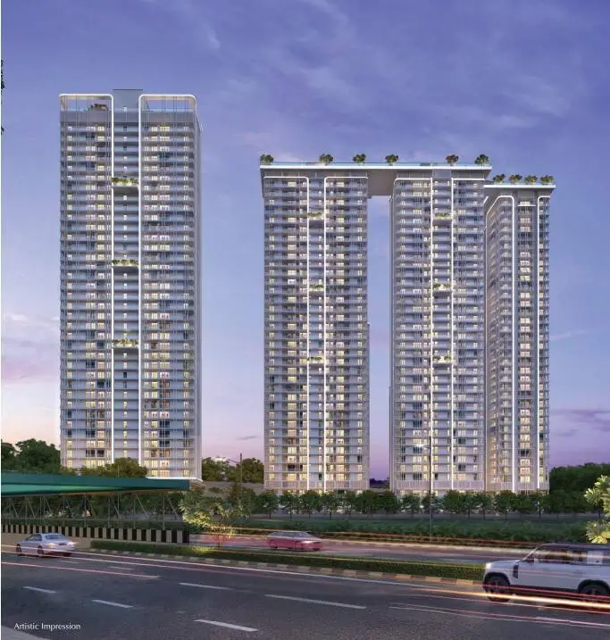 Central Park Delphine 104 Gurgaon ultra-luxury high-rise residential towers evening architectural view